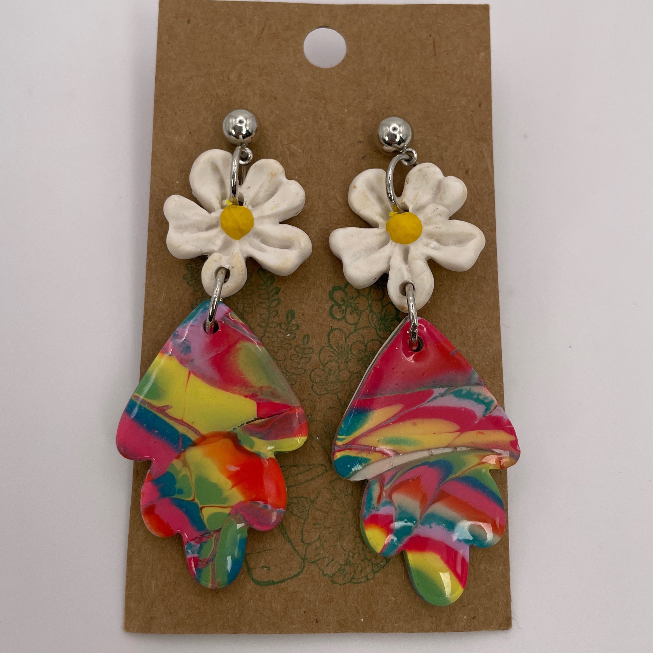 Clay Daisy Marbled Earrings